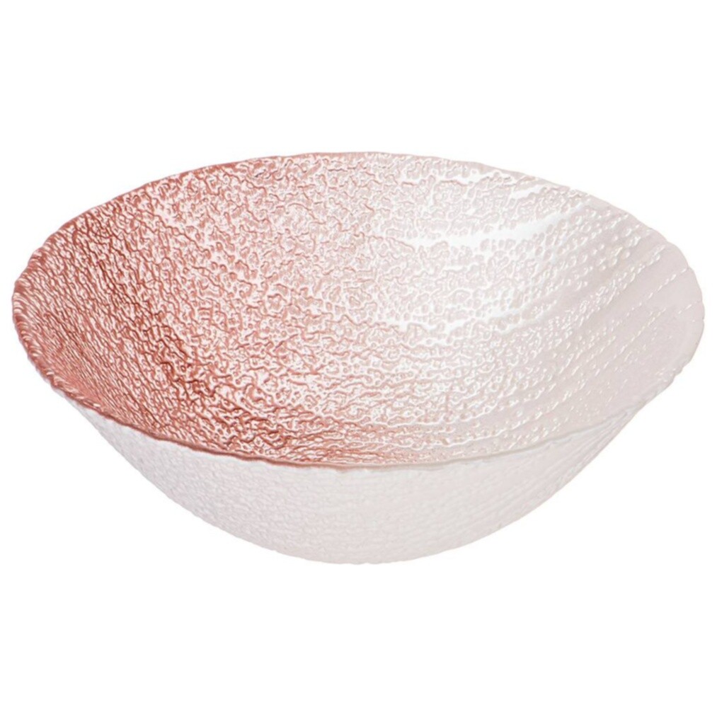 Салатник стеклянный бело-розовый 15 см Aurora White