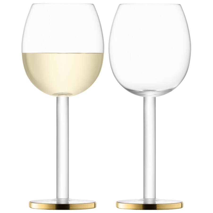 Бокалы стеклянные для вина 300 мл, 2 шт. прозрачные, золото Luca