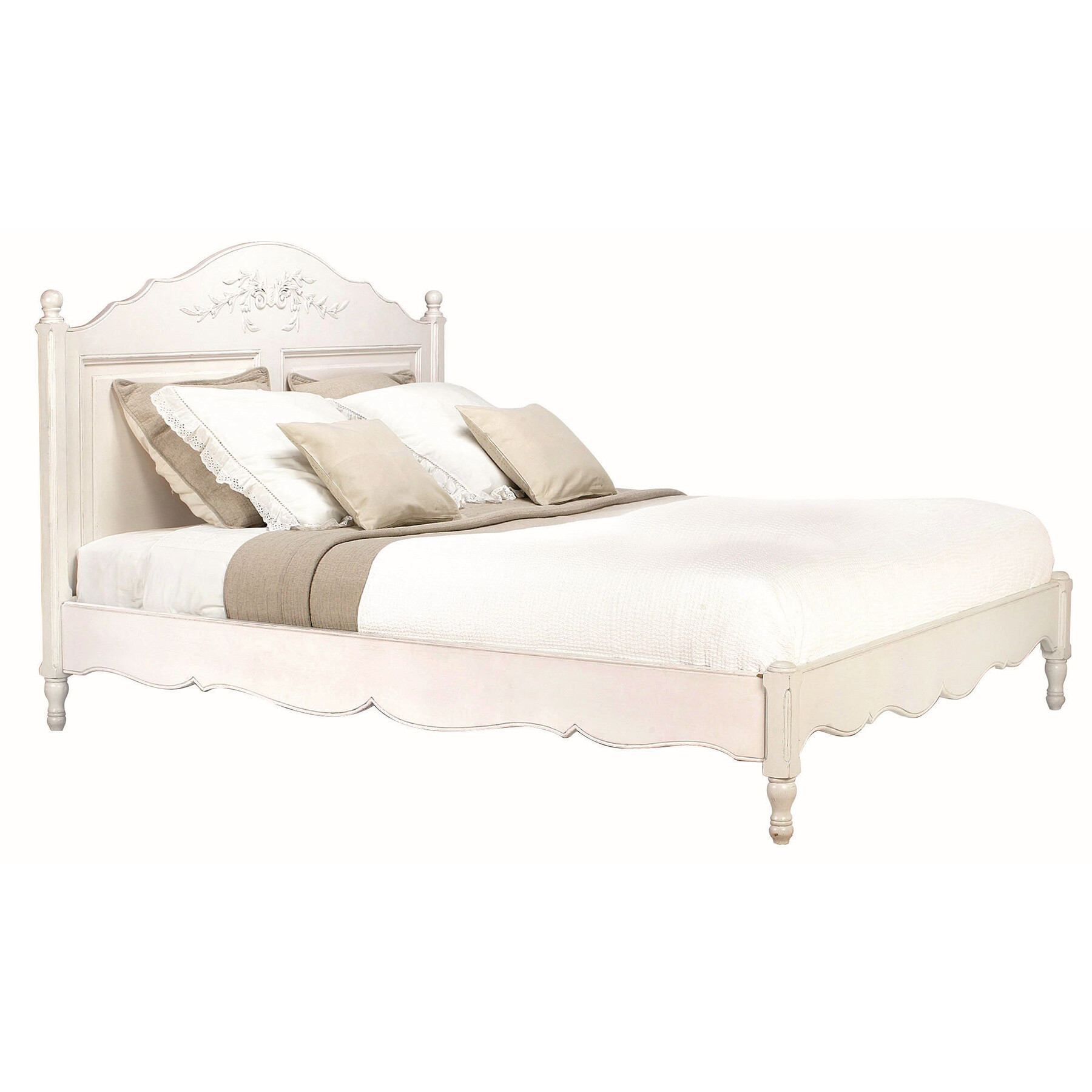 Кровать полутораспальная с низким изножьем 140х190 см молочно-белая &quot;Марсель&quot;