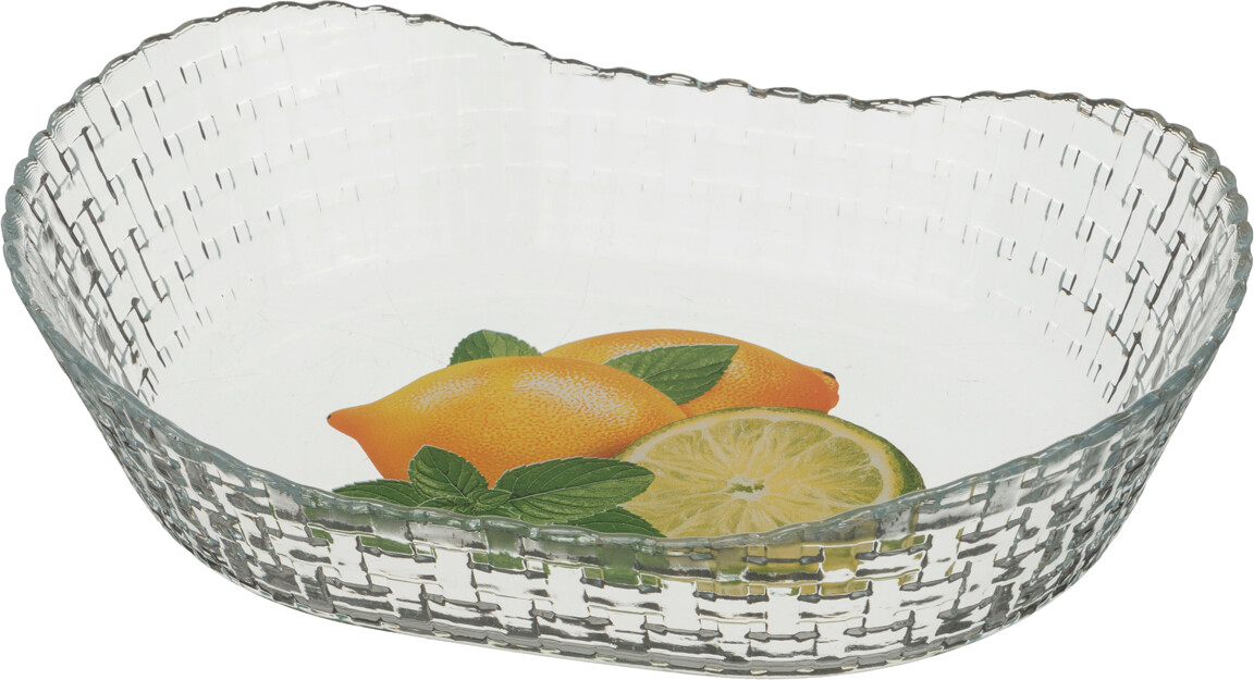Блюдо стеклянное прозрачное для слоеных салатов 26х18 см &quot;Лимоны&quot;