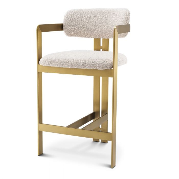 Полубарный стул мягкий с подлокотниками золотой Donato