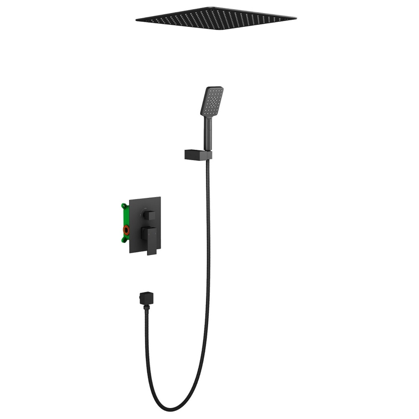 Душевой комплект встроенный с тропическим душем черный Timo Selene SX-2029-03SM