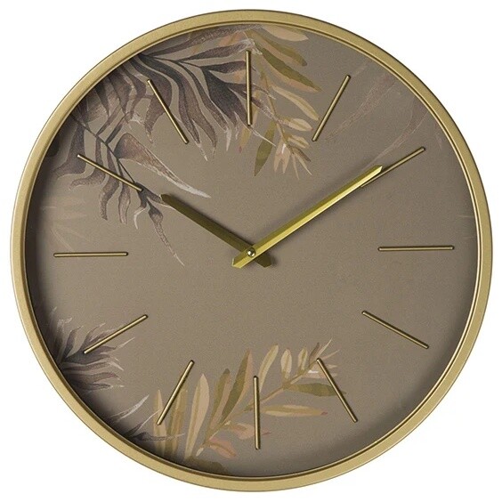 Часы настенные кварцевые металлические круглые 39 см коричневые, латунь Aviere