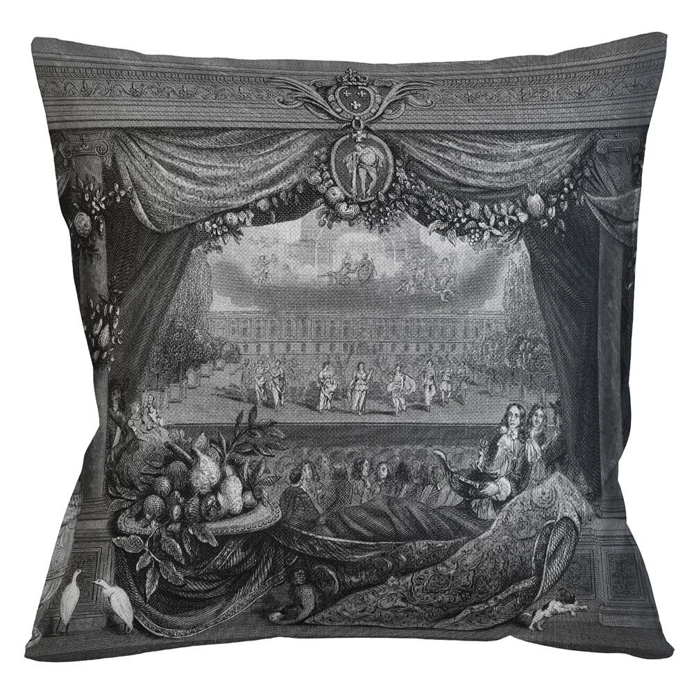 Подушка декоративная с принтом черно-белая «Лувр»