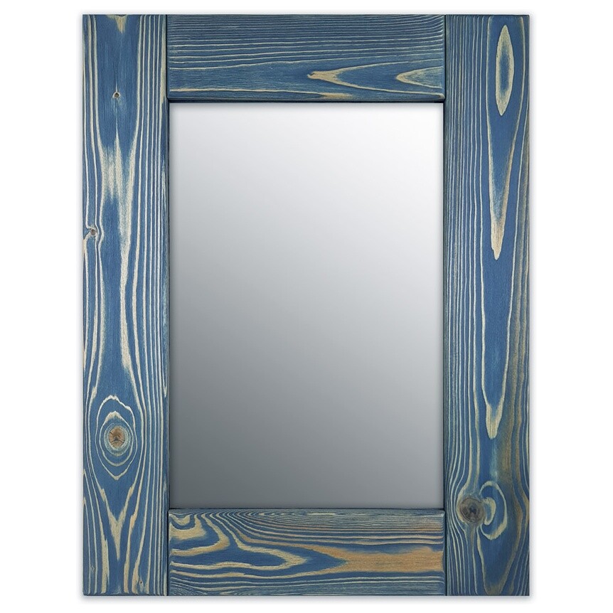 Зеркало настенное в деревянной раме 80 см голубое &quot;Шебби Шик&quot;
