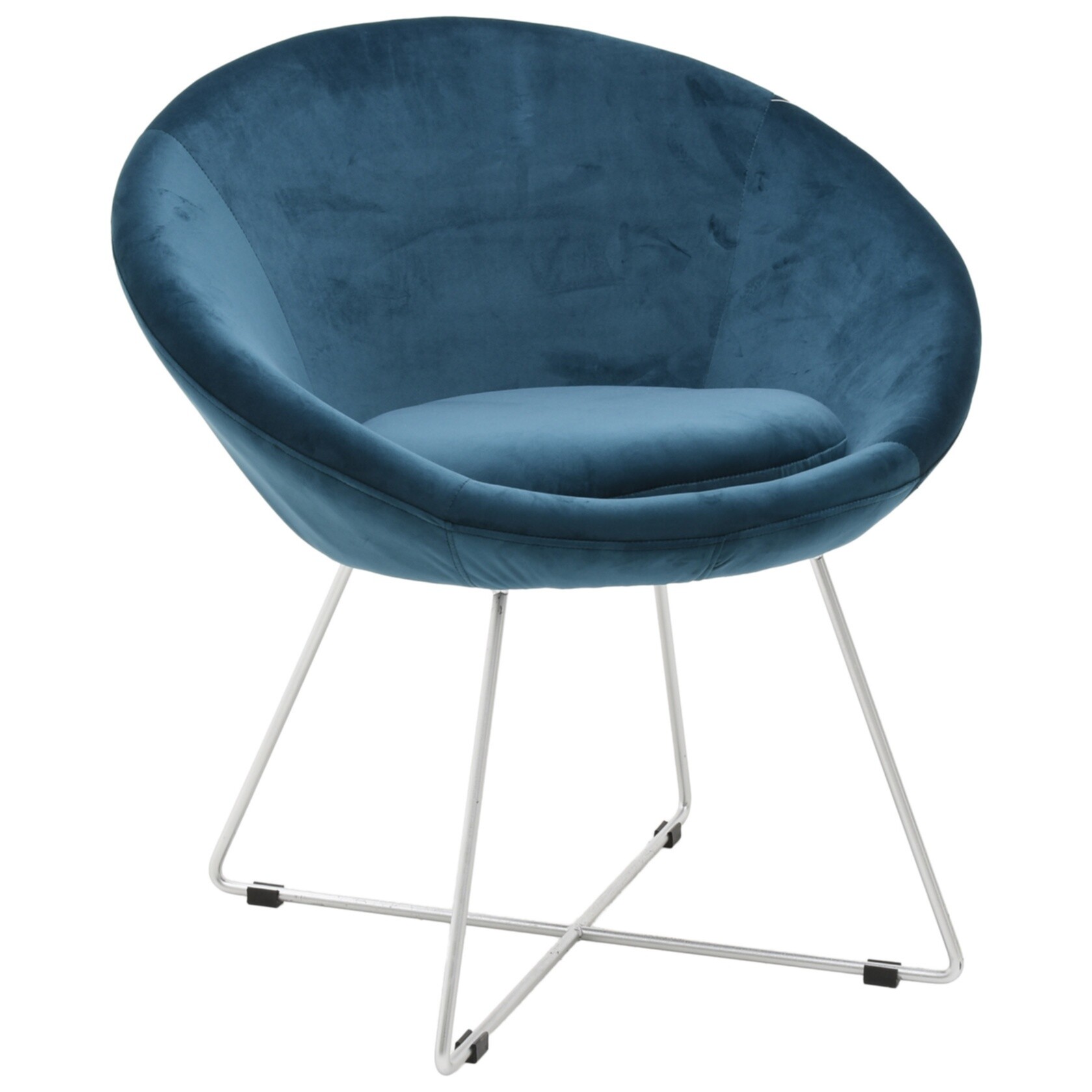 Кресло мягкое круглое на металлических ножках синее