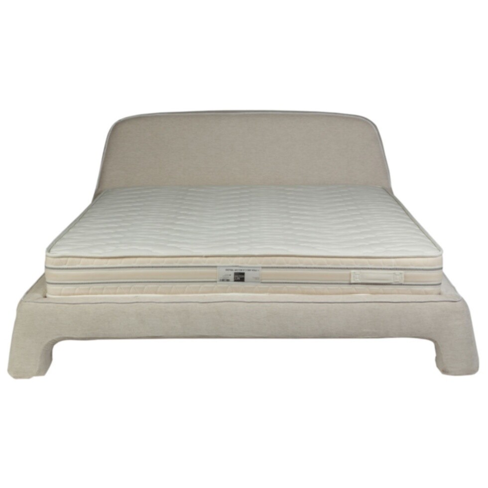 Кровать двуспальная с мягким изголовьем 160х200 см бежевая Nip