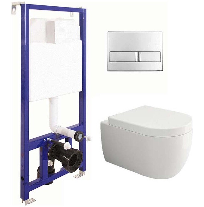 Унитаз белый Bocchi V-Tondo 1416-001-0129 с инсталляцией Wasserhaus Novum L3 040213