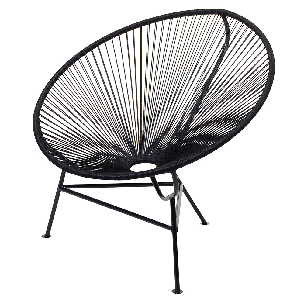 Кресло плетеное круглое 85х85 см черное Acapulco
