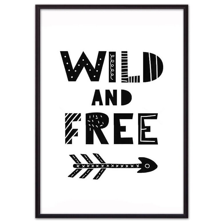 Постер в алюминиевом багете 30х40 см Wild & Free ЧБ