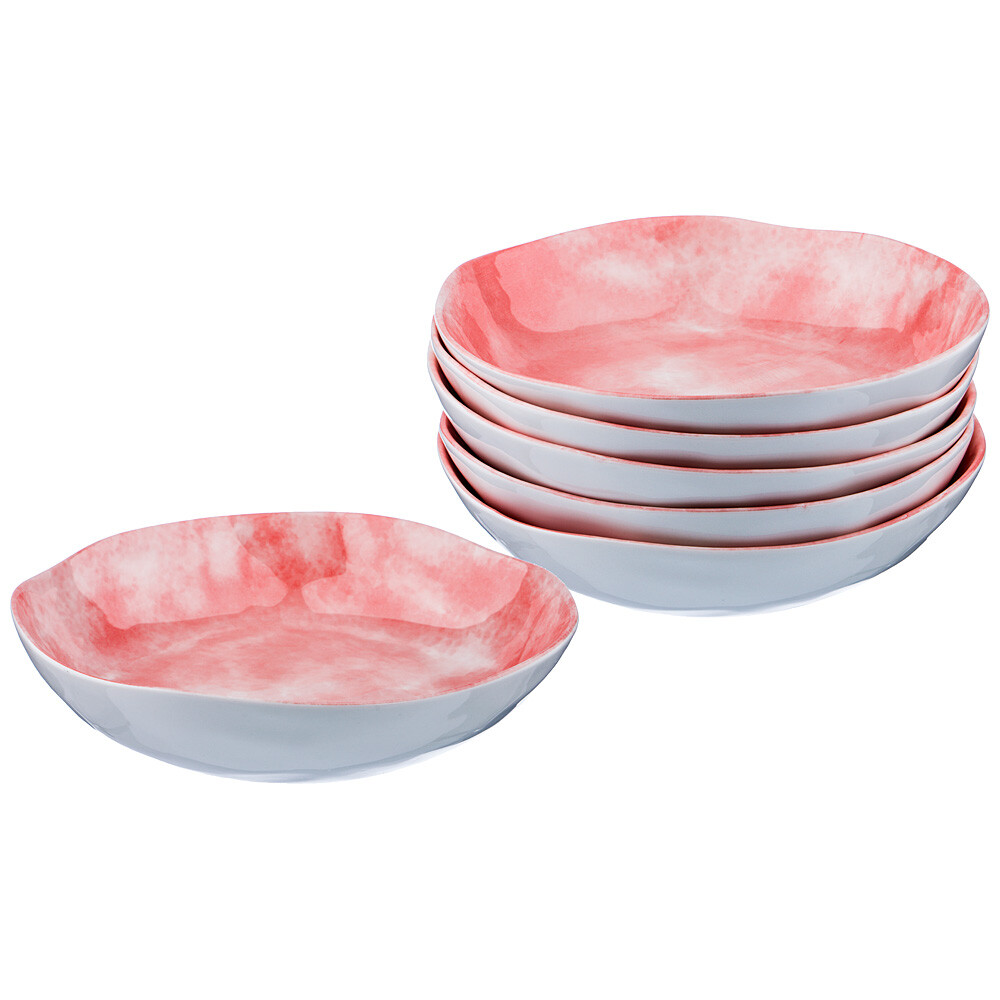 Салатники керамические розовые 20 см, 6 штук &quot;Парадиз. Розовый закат&quot;