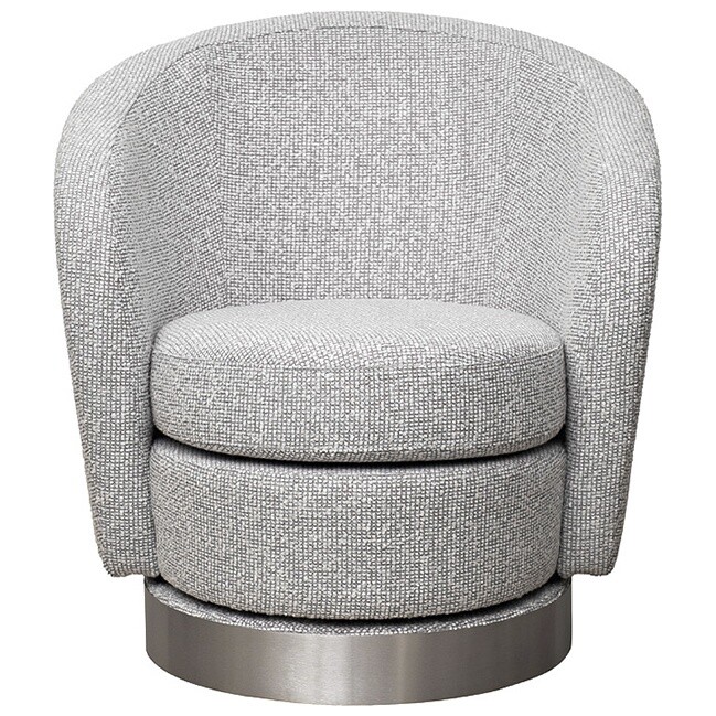 Кресло поворотное с подлокотниками на металлическом основании серое, хром Napoli
