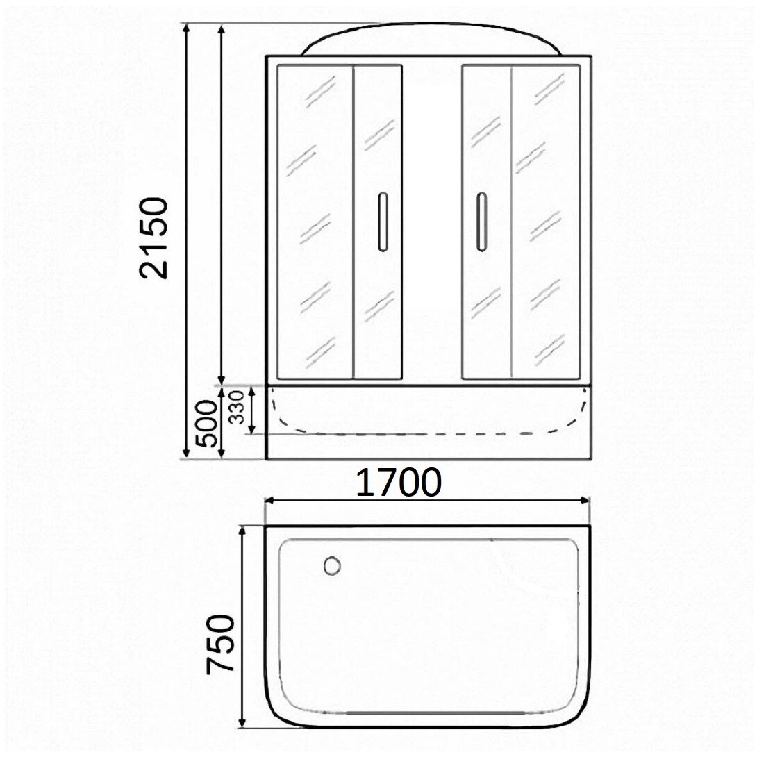 Душевой бокс прямоугольный с высоким поддоном 75х170 см белый Parly BNE170FR - изображение 4