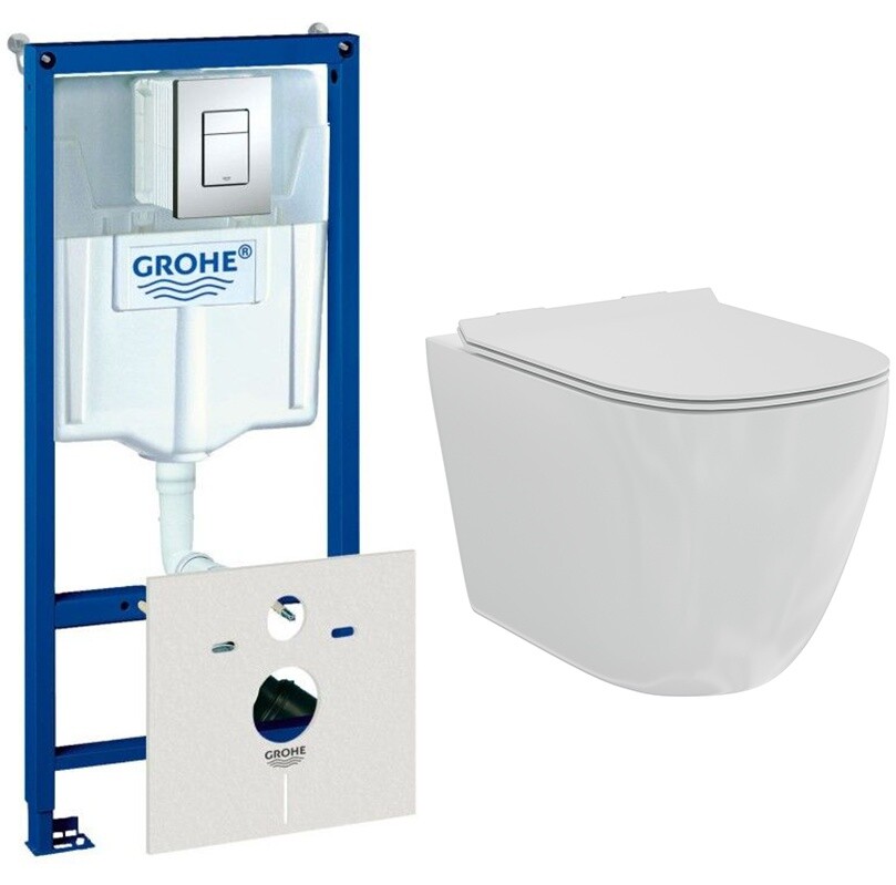 Унитаз подвесной белый Creto Logan L1 1001-001-L1W с инсталляцией Grohe Rapid SL 38775001