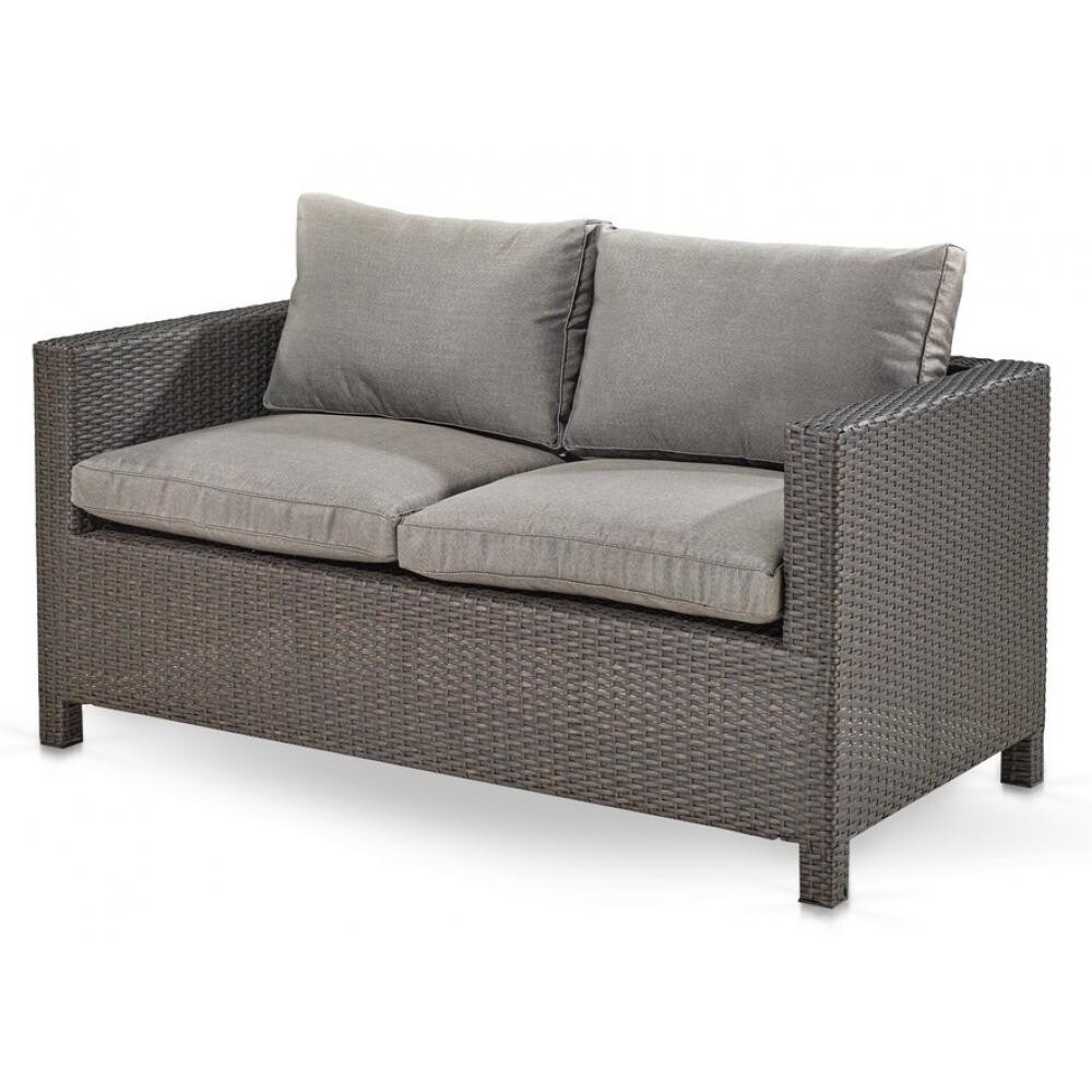 Плетеный двухместный диван из искусственного ротанга серый