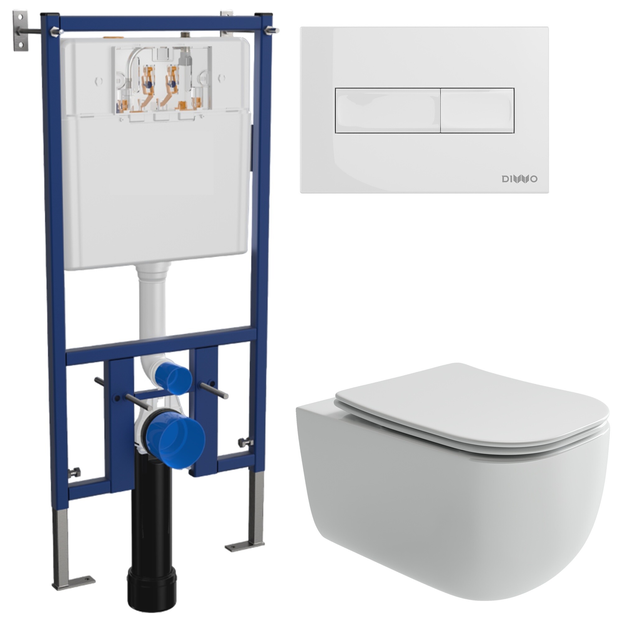 Унитаз подвесной Ceramicanova Noel CN3013 Diwo 4501, с кнопкой белой 7320
