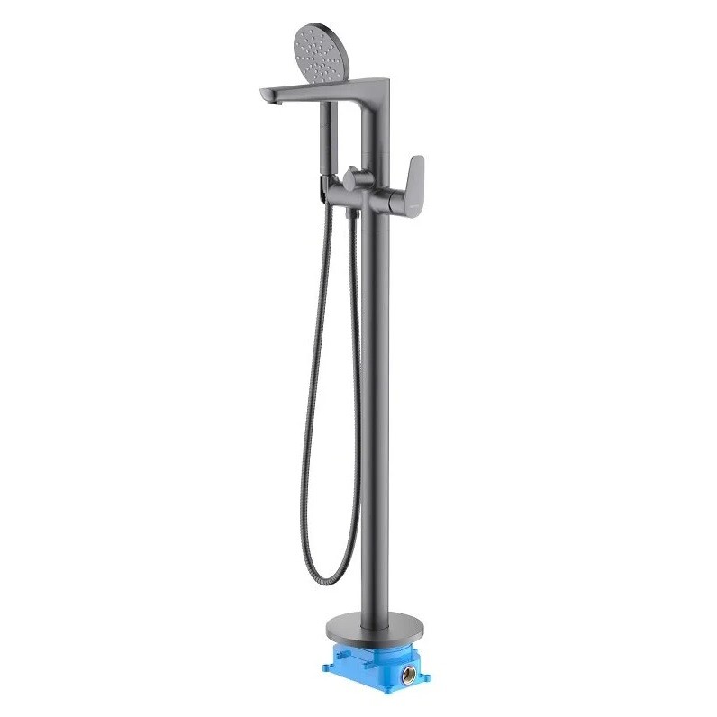 Смеситель для ванны напольный с душевым гарнитуром черный хром Aquatek &quot;Бетта&quot; AQ1145BGM