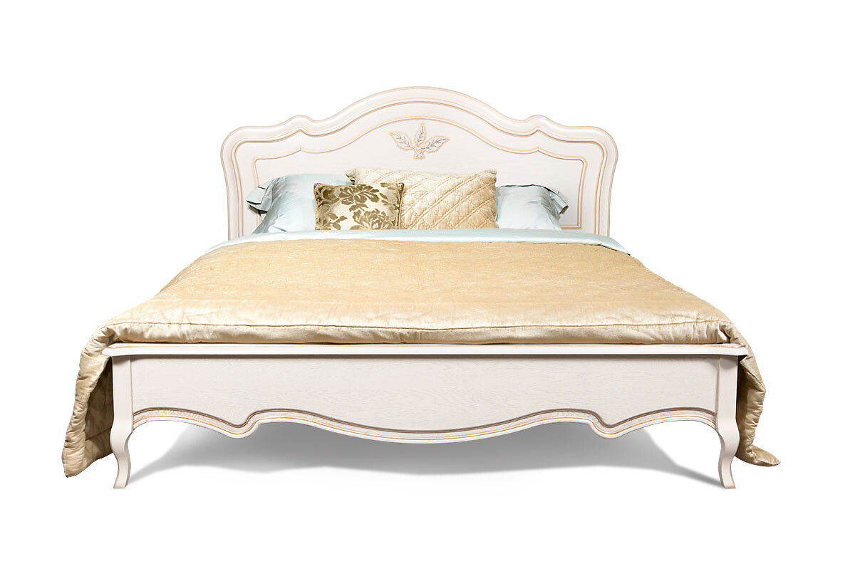 Кровать двуспальная белая эмаль с золотой патиной 180х200 см &quot;Трио&quot;