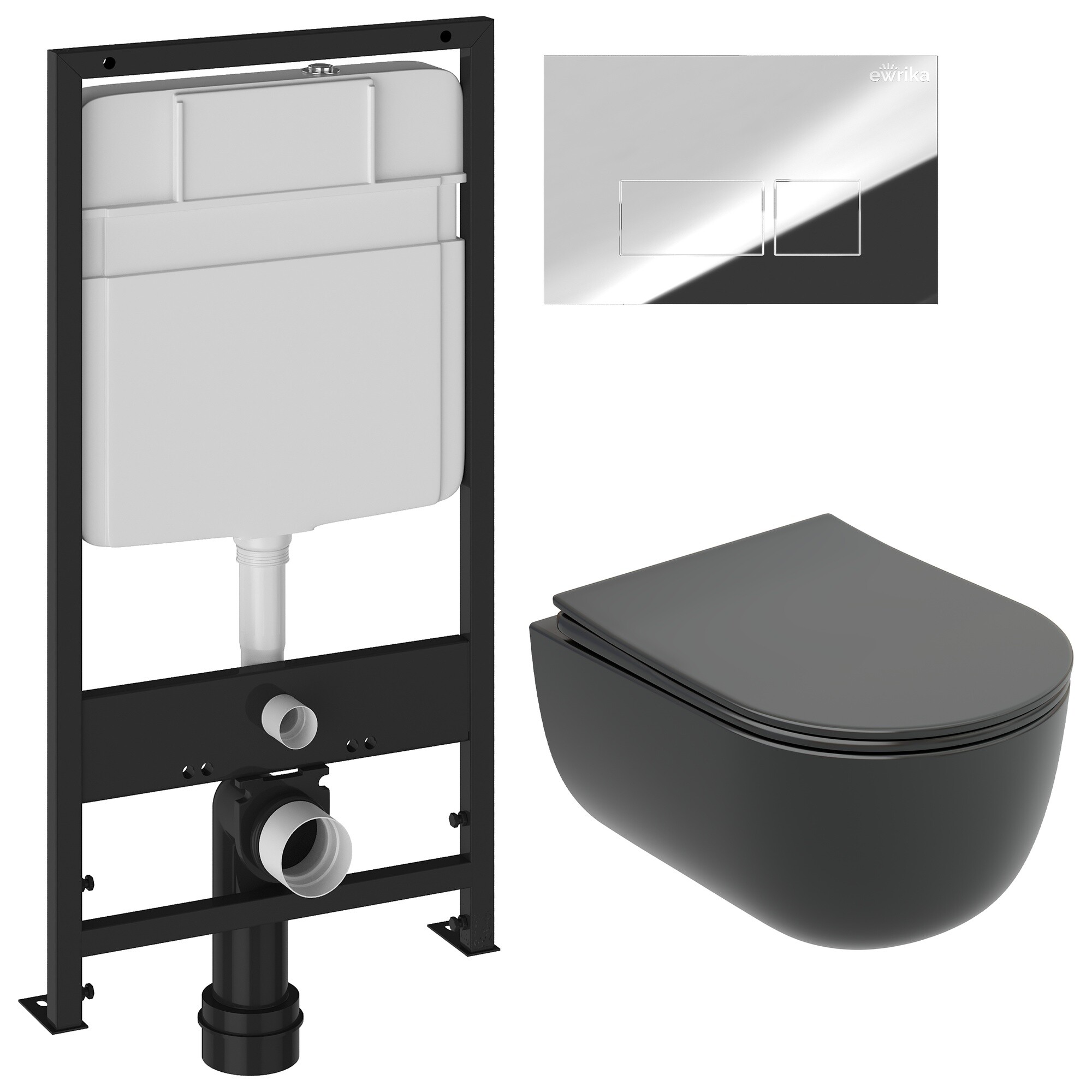 Унитаз Ceramicanova Modena Rimless CN6063MDH с инсталляцией Ewrika ProLT 0026-2020