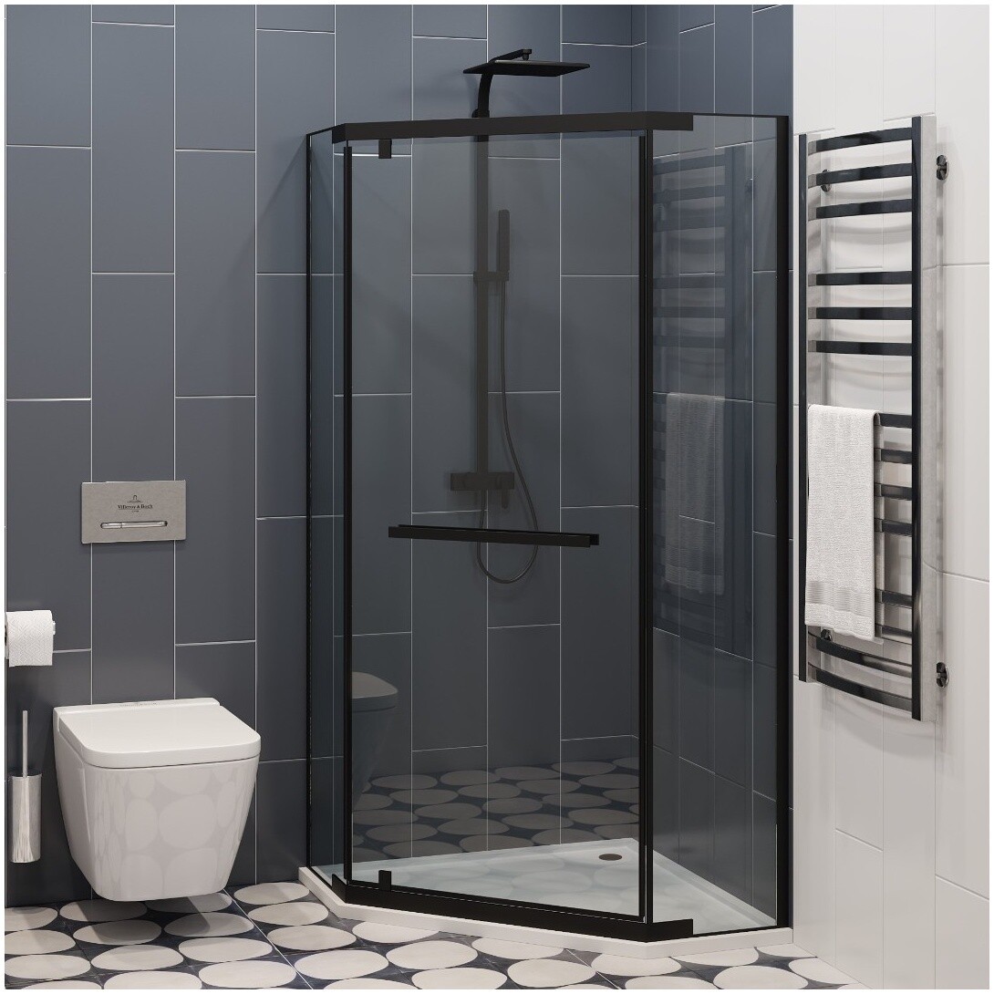 Душевой уголок пятиугольный 100x100 см черный Cerutti SPA Chika ZP101B - изображение 11