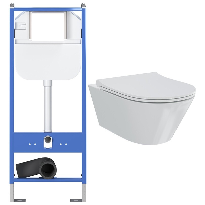 Унитаз подвесной белый Creto Logan L3 1003-001-L3W с инсталляцией Standart 1.0