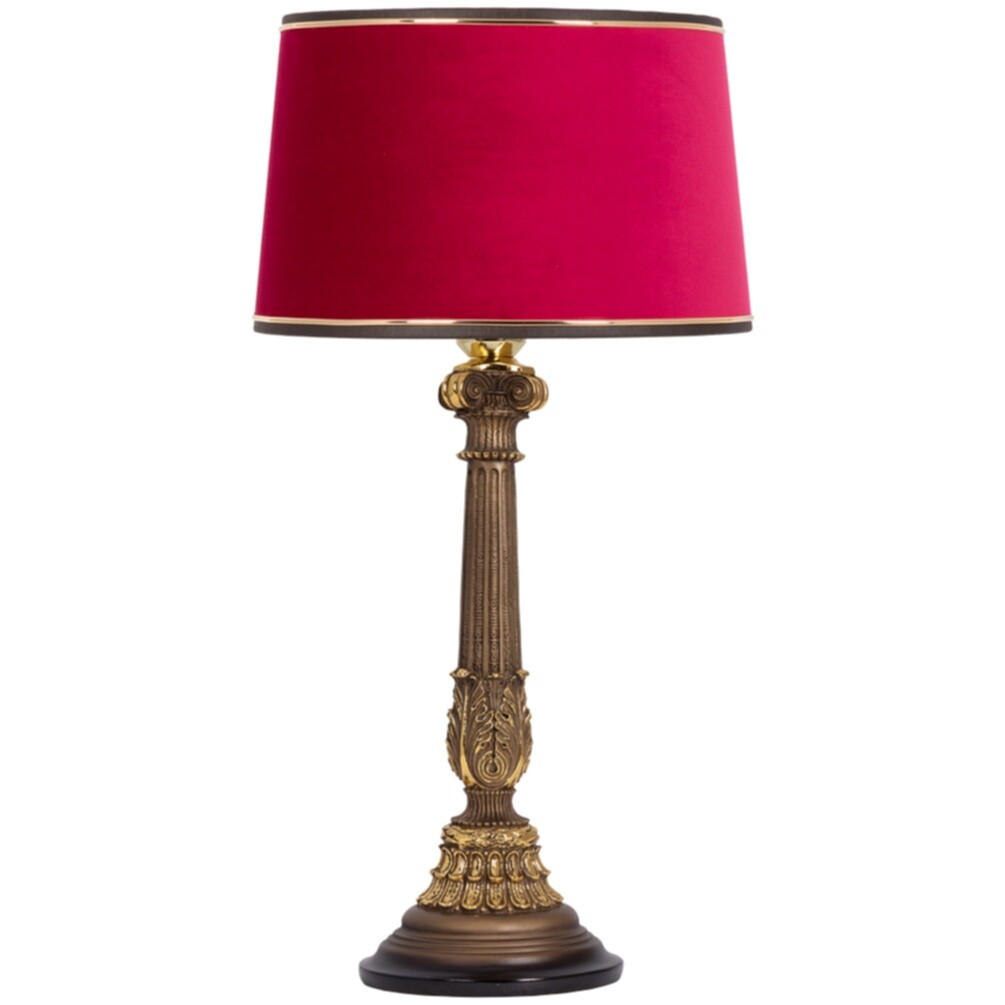 Лампа настольная с абажуром бронза, красная &quot;Колонна Испанская. Тюссо Амарант&quot;
