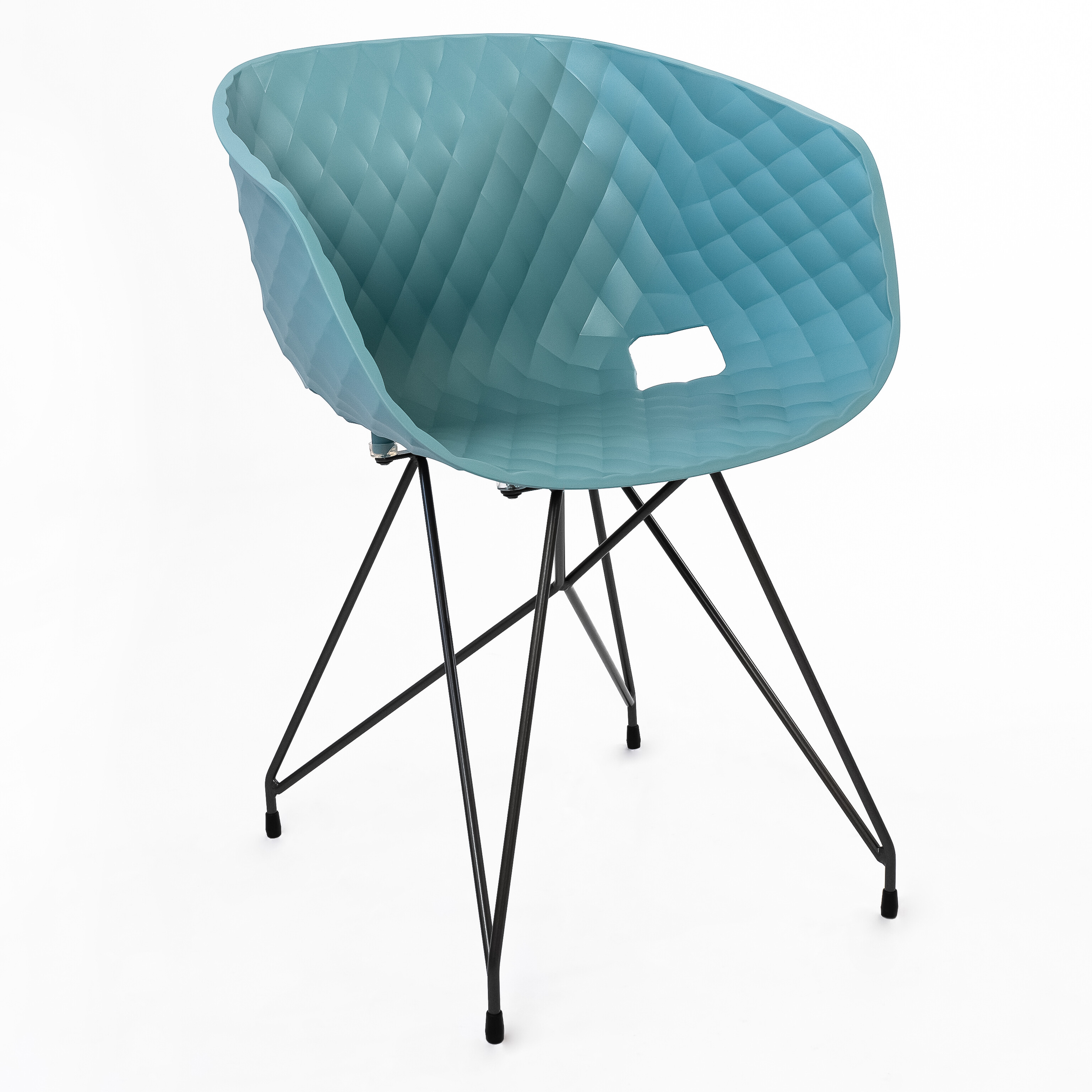 Кресло пластиковое на металлических ножках голубое Uni-Ka