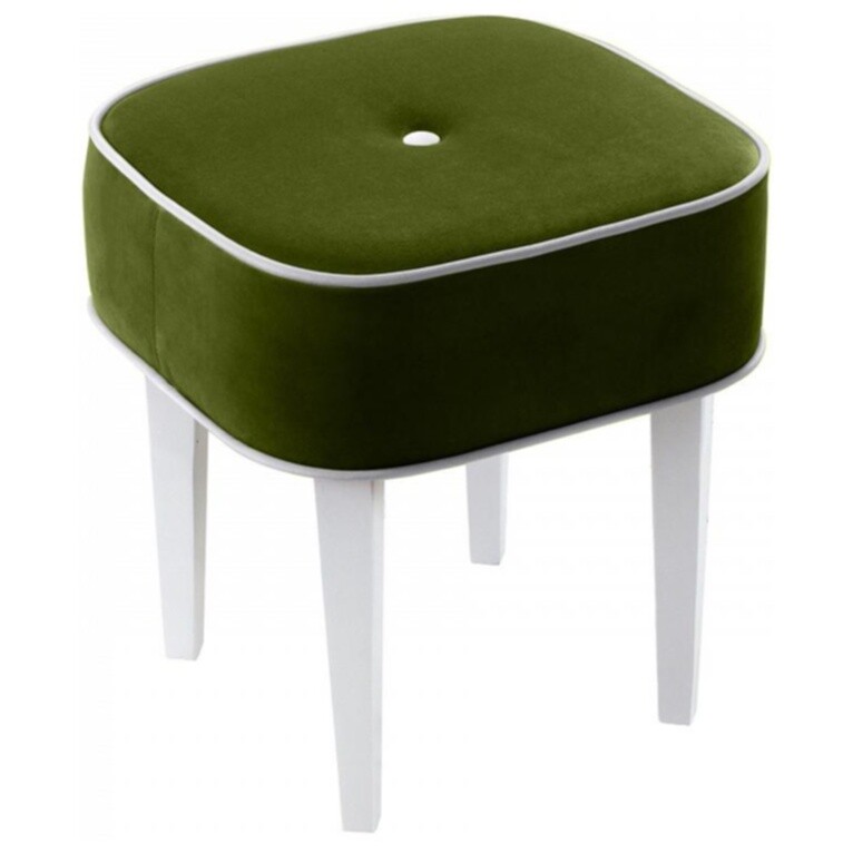Табурет с мягким сиденьем зеленый с белыми ножками Handy SQ