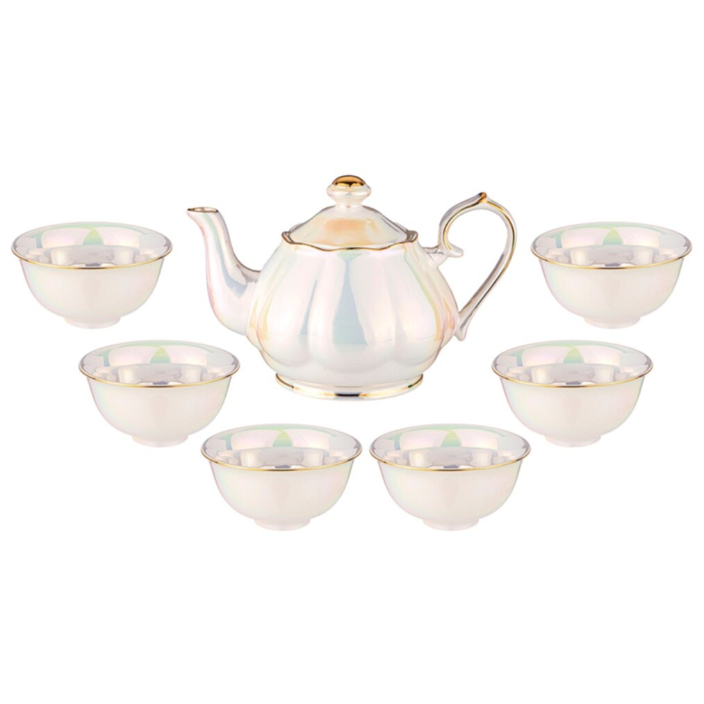 Чайный сервиз на 6 персон фарфоровый светло-бежевый Pearl