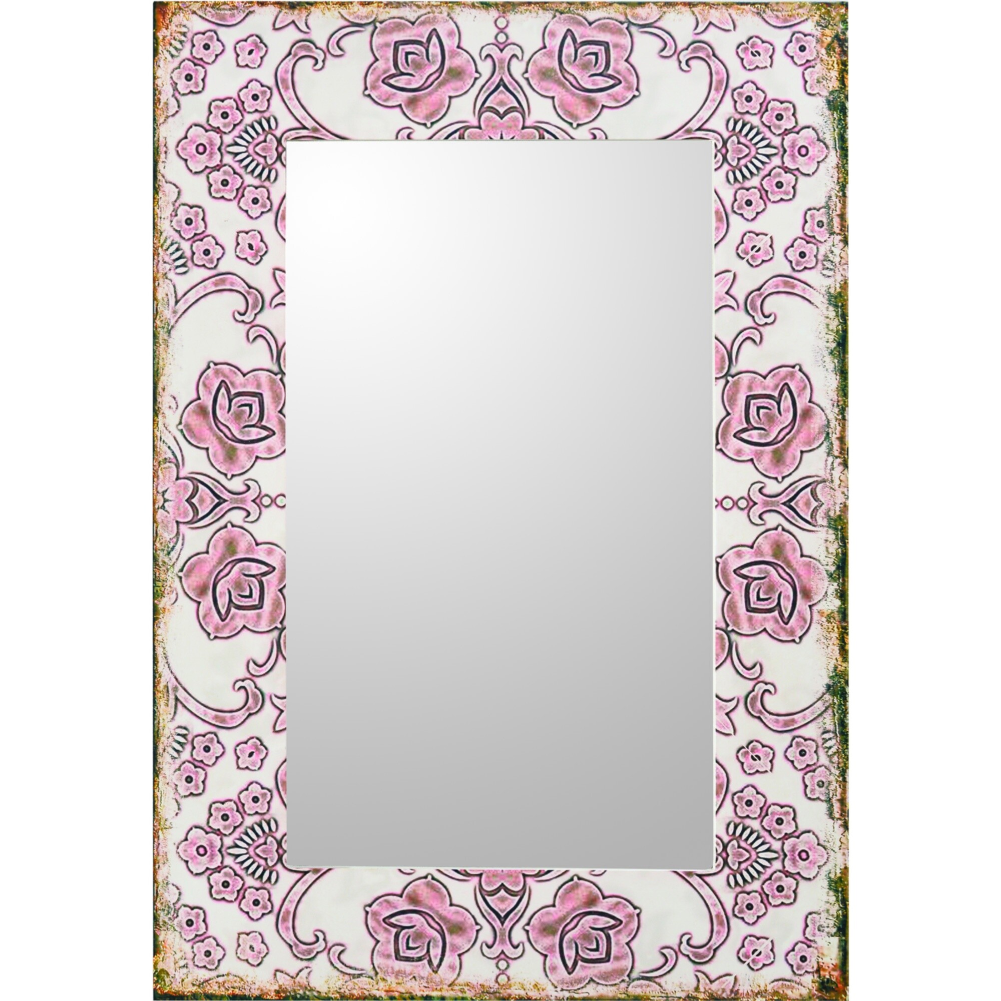 Прямоугольное зеркало настенное 77х55 см розовое