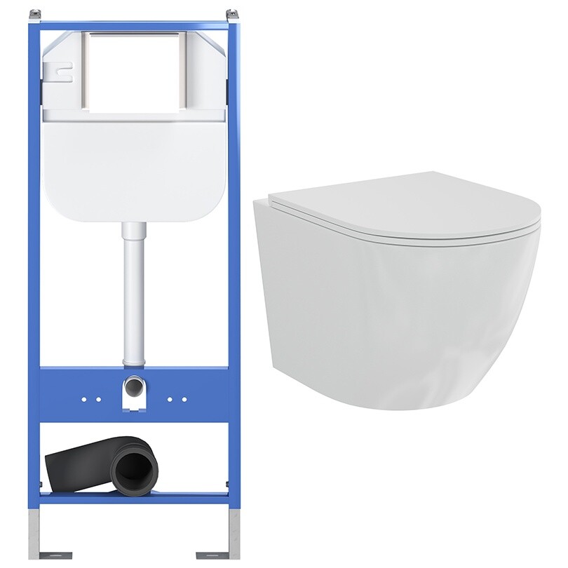 Унитаз подвесной белый Creto Cer C1 Plus 1001-002Cer-C1W-1 с инсталляцией Standart 1.0