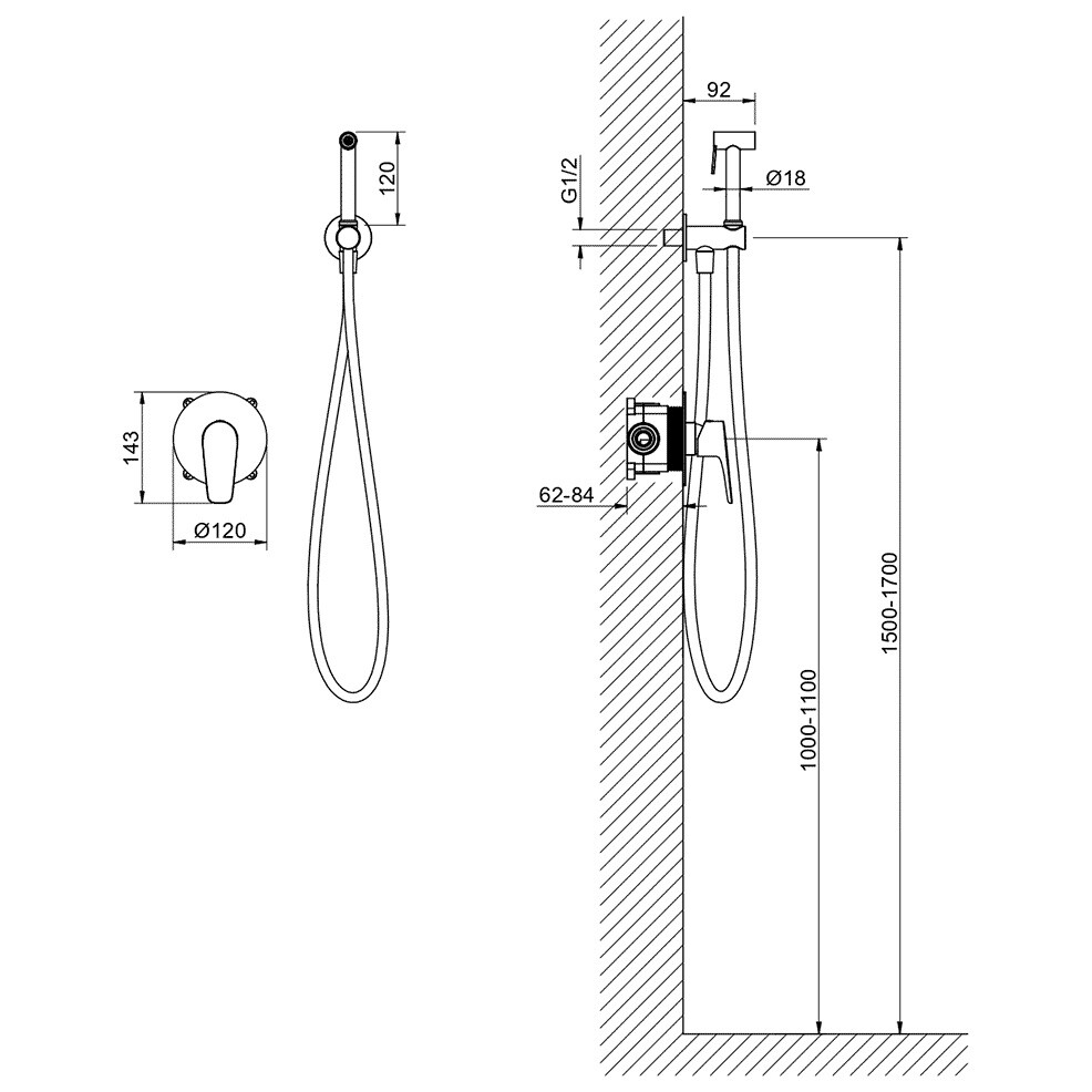 Гигиенический душ со смесителем черный хром Aquatek "Бетта" AQ1119BGM - изображение 5