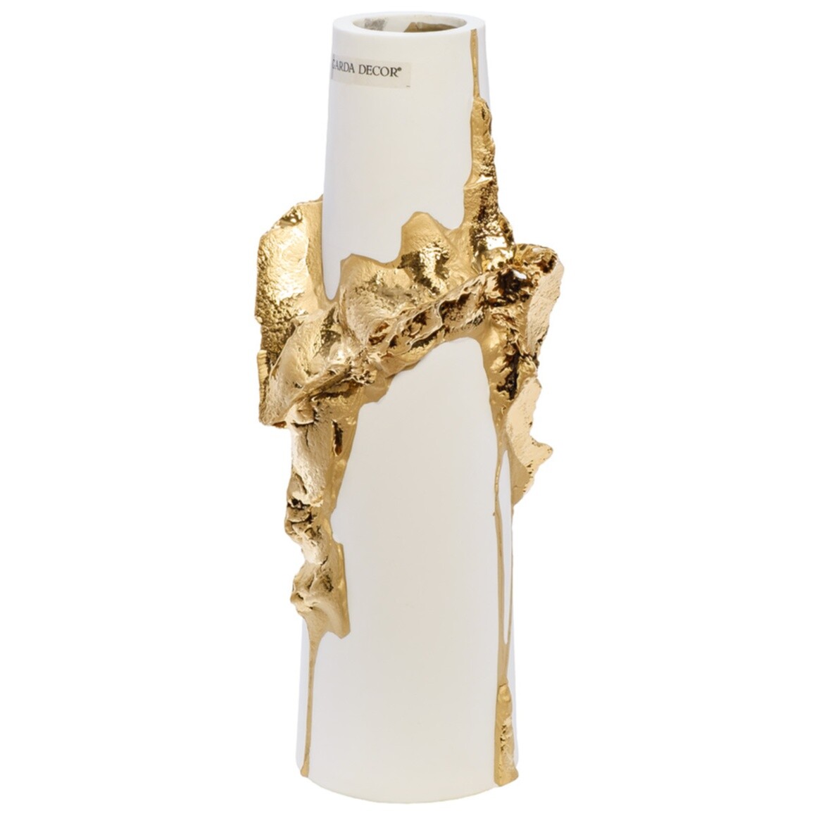 Ваза керамическая 30 см белая с золотым декором Garda Decor