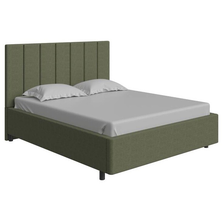 Кровать двуспальная с мягким изголовьем 180х200 см лама авокадо Oktava