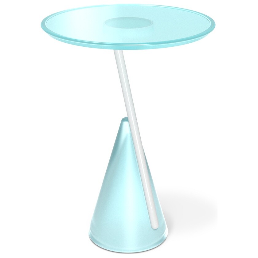 Журнальный столик круглый со стеклянной столешницей 38 см небесно-голубой SHT &quot;Айс-коун&quot;