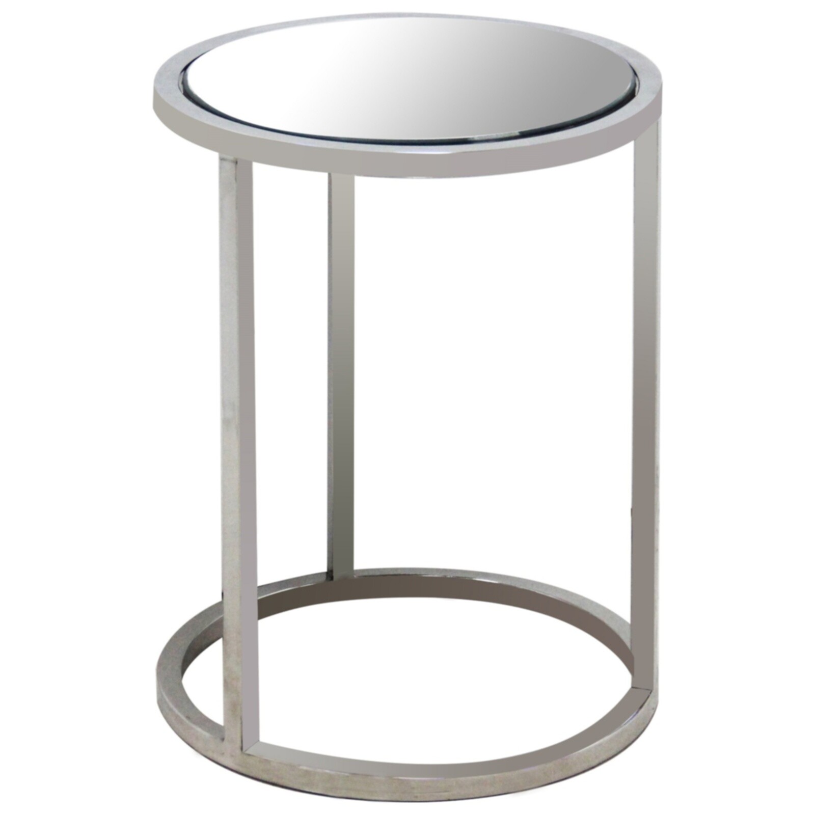 Приставной столик зеркальный круглый с металлическим каркасом Intorno