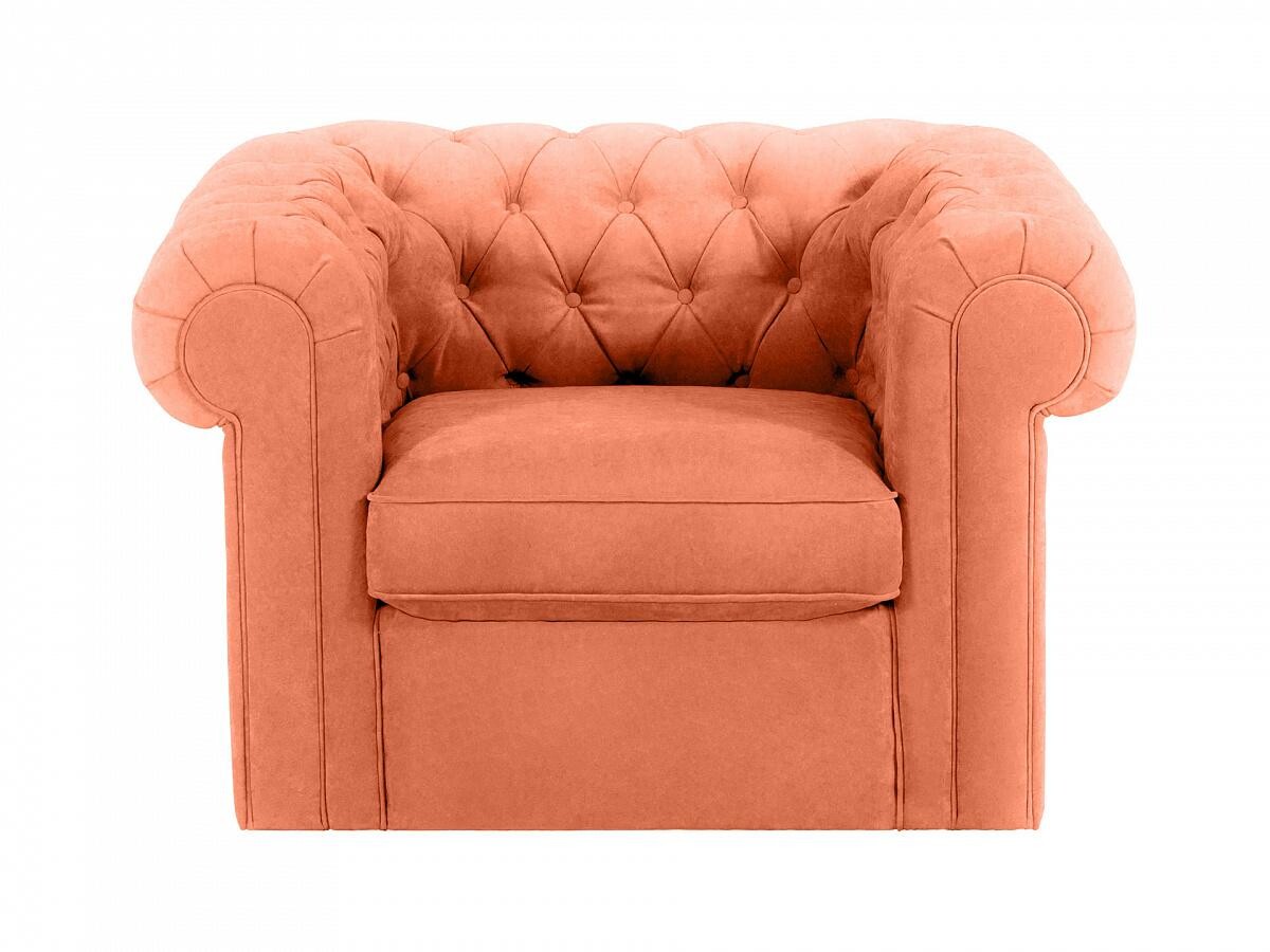 Кресло с мягкими подлокотниками оранжевое Chesterfield