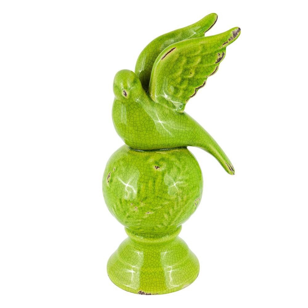 Статуэтка декоративная керамическая 26 см зеленая &quot;Птичий переполох&quot;