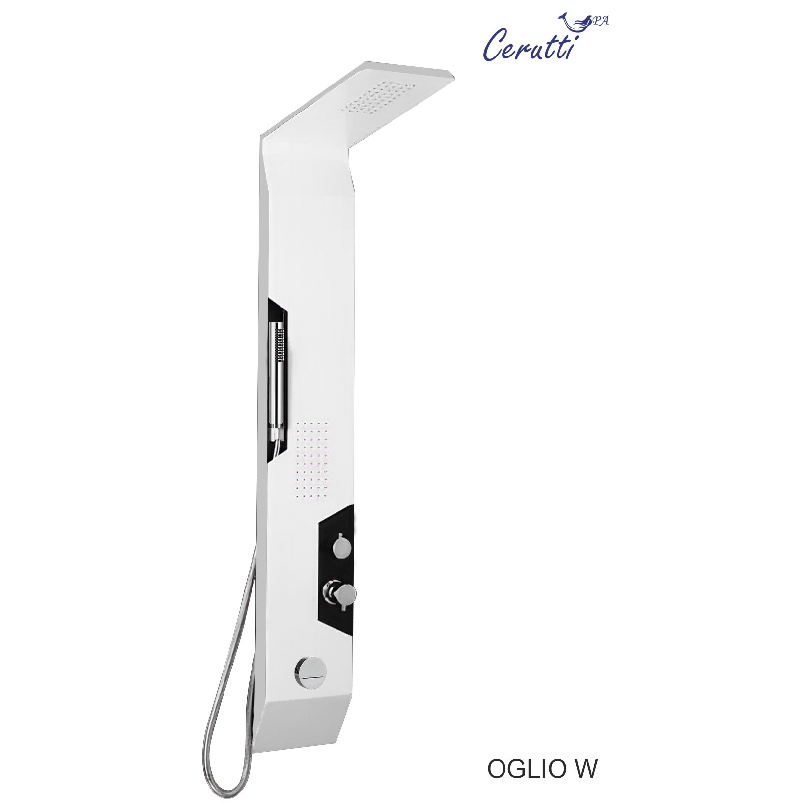 Душевая панель с тропическим душем 150х22 см белая матовая Cerutti SPA Oglio W CT8986