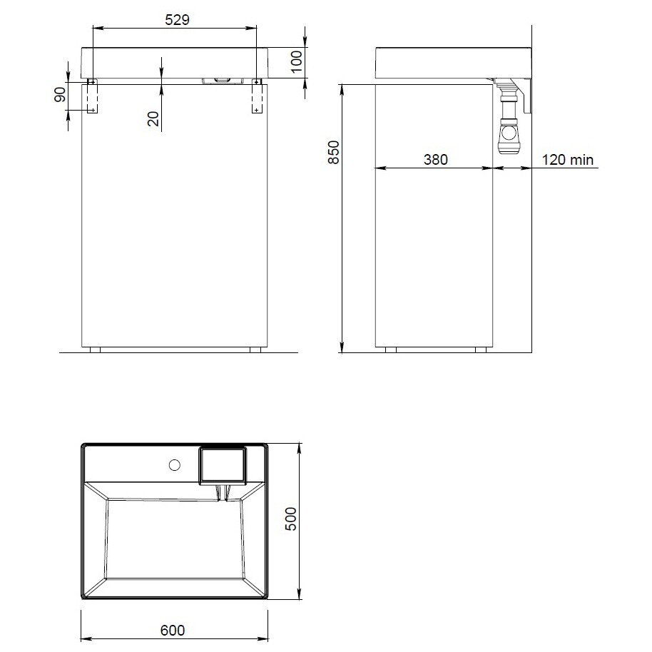 Раковина для установки над стиральной машиной 60х60 см белая Reflection Alpha RF6050TE - изображение 7