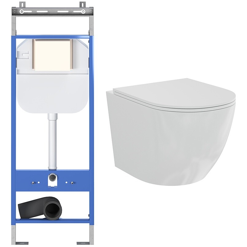 Унитаз подвесной белый Creto Cer C1 Plus 1001-002Cer-C1W-1 с инсталляцией Standart 1.1