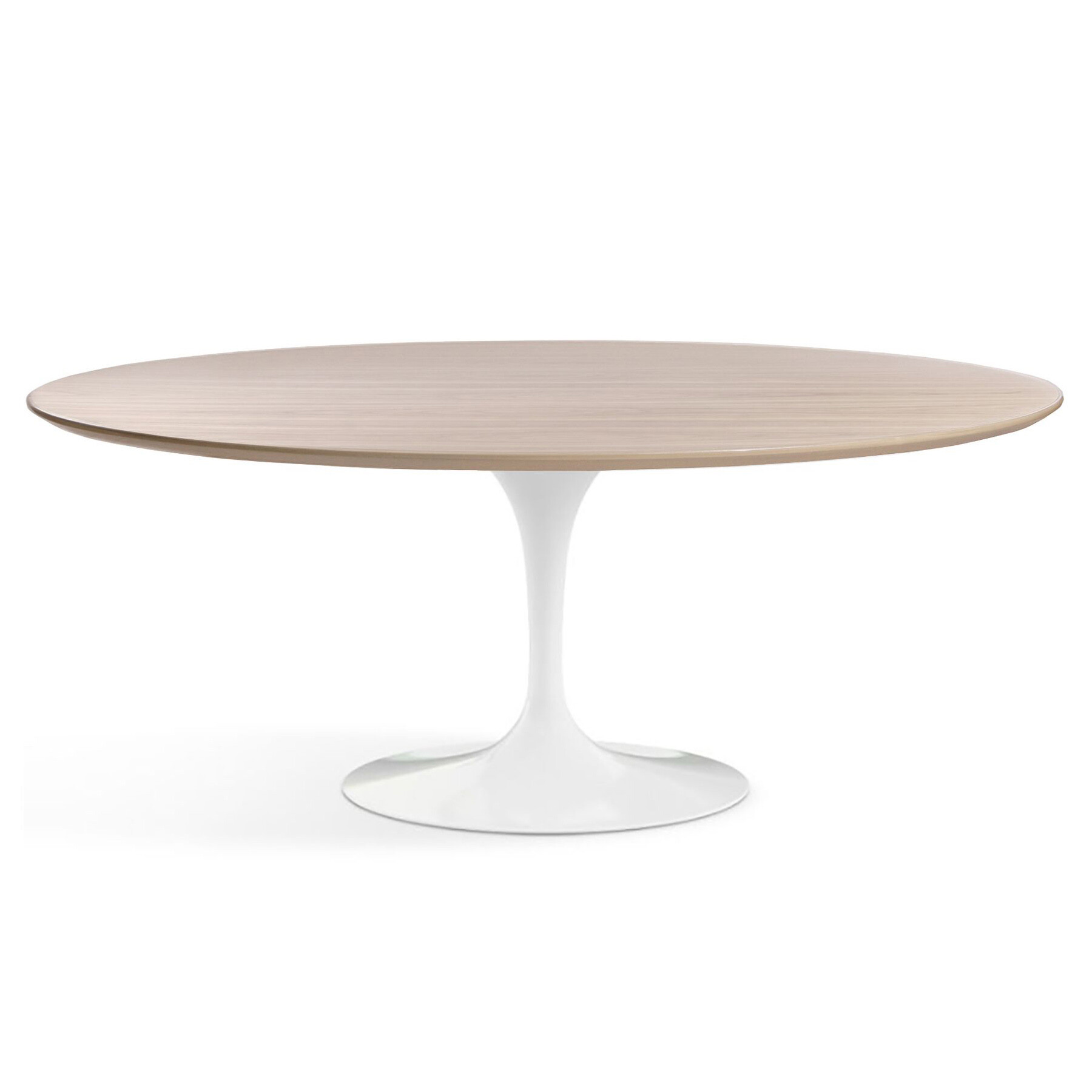 Обеденный стол овальный белый глянцевый с топом бук 180х100 см Apriori T