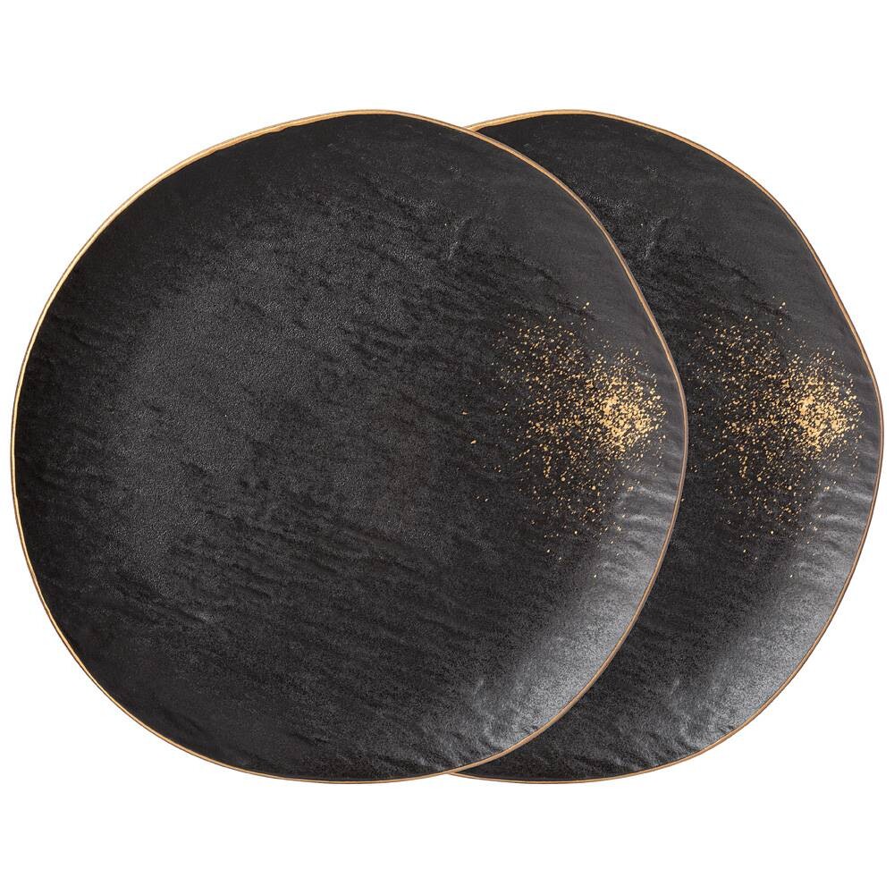 Тарелки обеденные фарфоровые черно-золотые, 2 штуки 26,5 см Bronco Midnight Gold