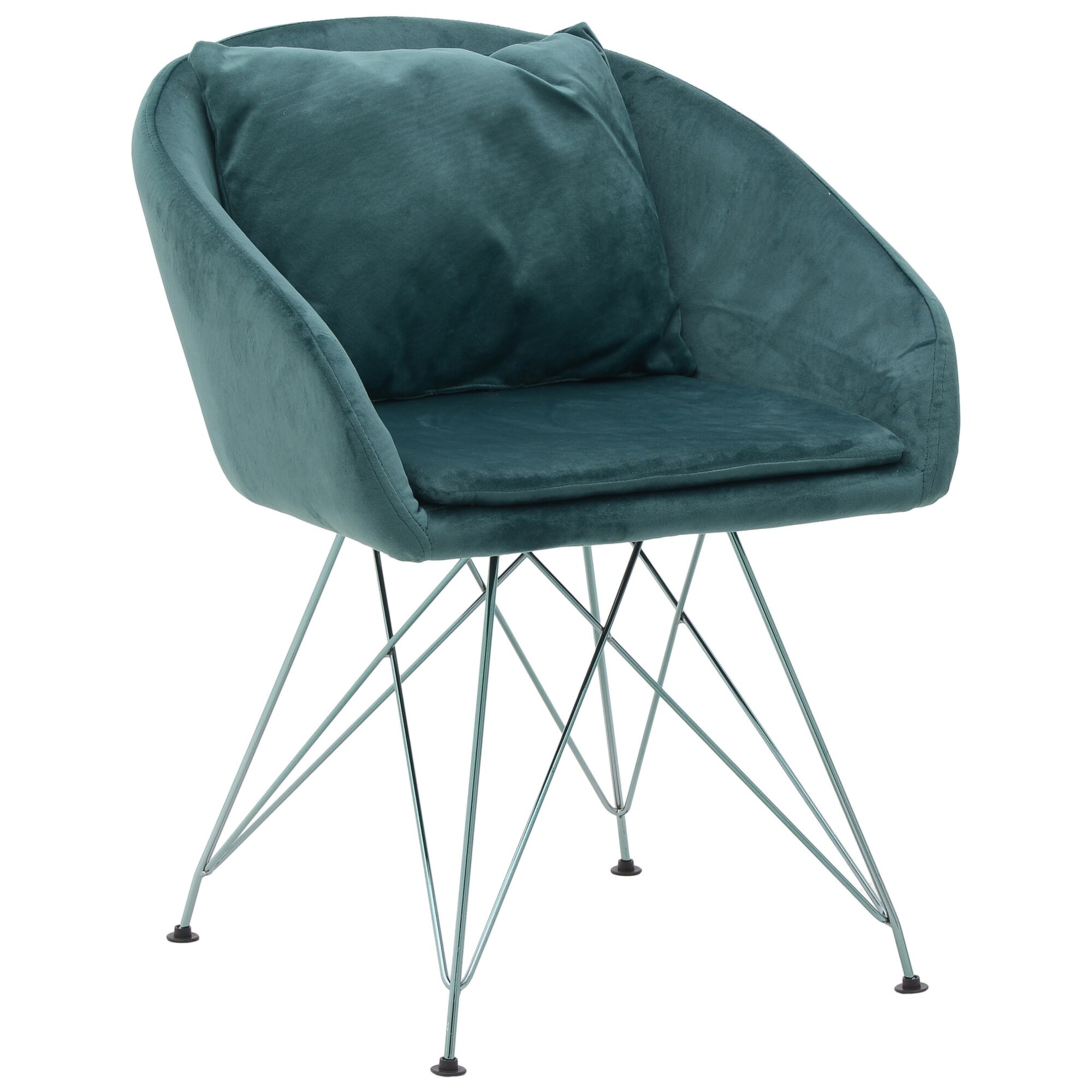 Кресло с мягкой спинкой на металлических ножках зеленое
