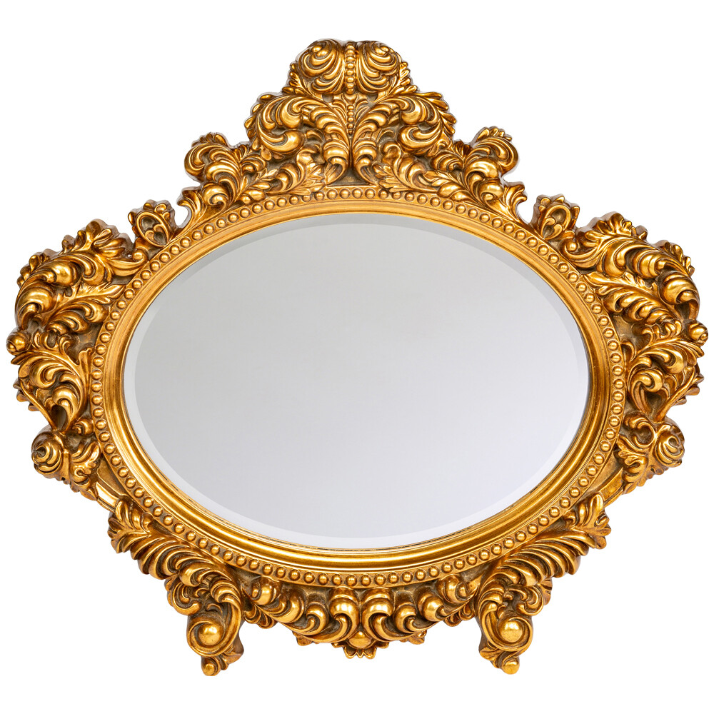 Зеркало овальное настенное золотое с резьбой &quot;Корсика&quot;