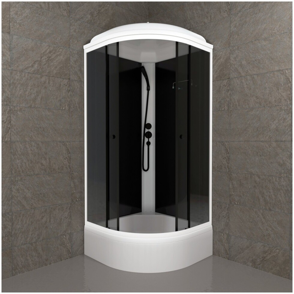 Душевая кабина четверть круга со средним поддоном 90х90 см белый Triton "Грэй-Блэк В" Щ0000067303 - изображение 4