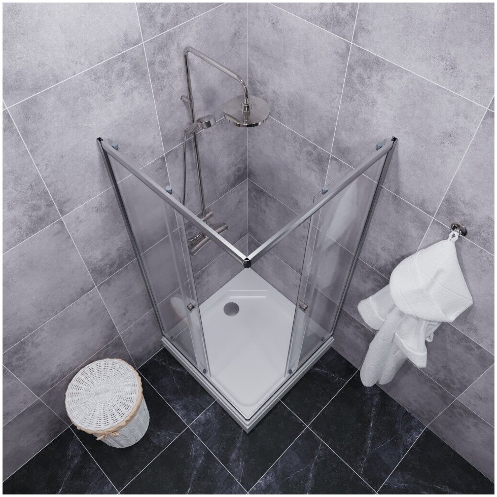 Душевой уголок квадратный с низким поддоном 80х80 см хром Triton "Вента-Хром" Щ0000049620 - изображение 6