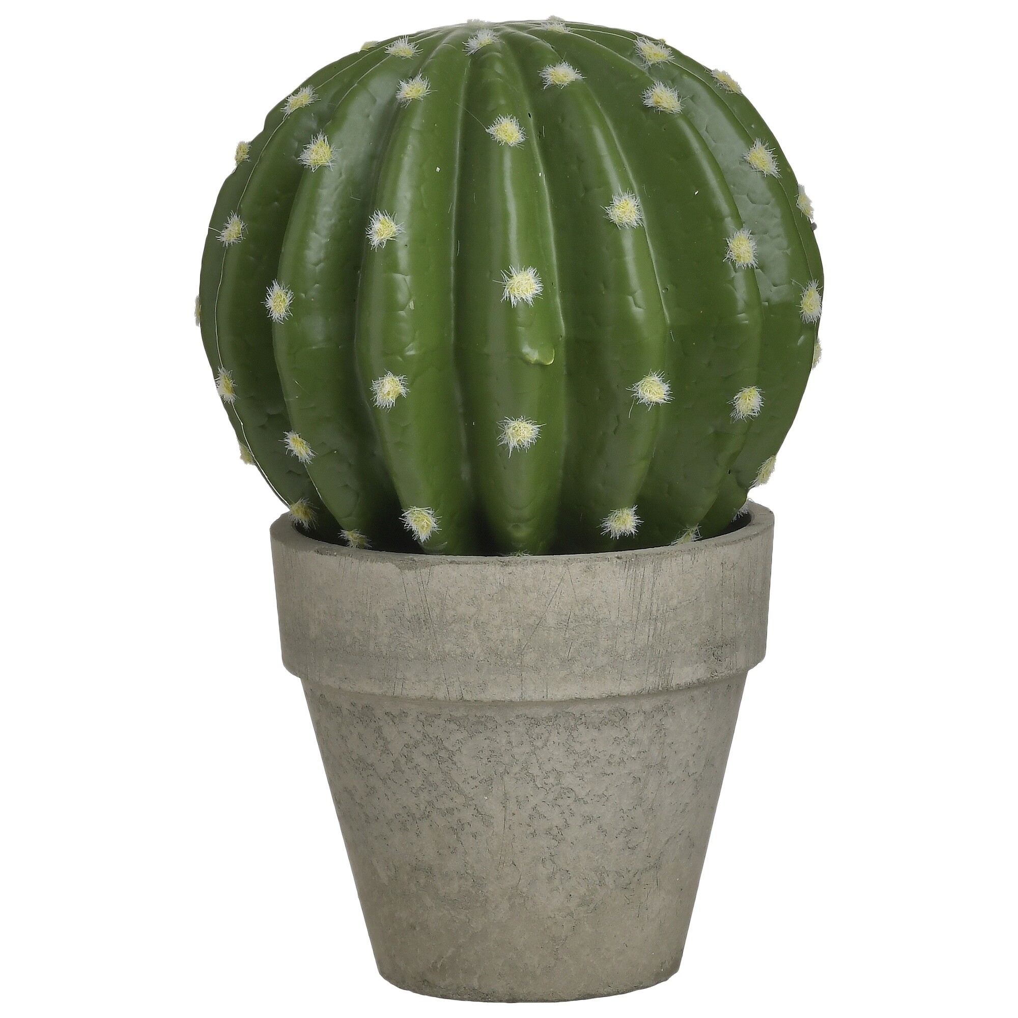 Искусственный кактус в кашпо 20х14 см зеленый, серый 112015