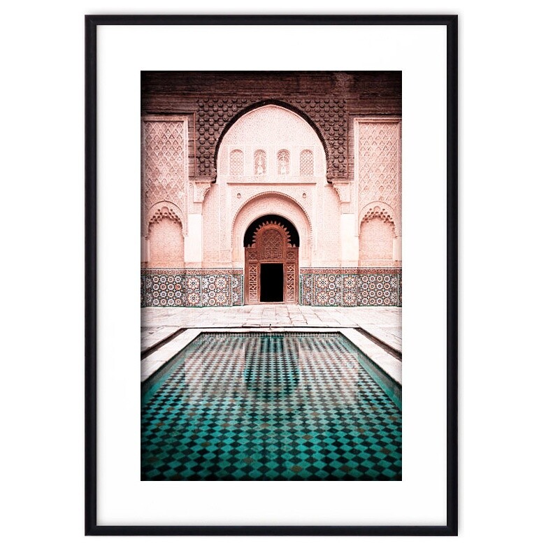 Постер с паспарту в раме розово-зеленый 50х70 см &quot;Внутренний двор Марокко&quot;