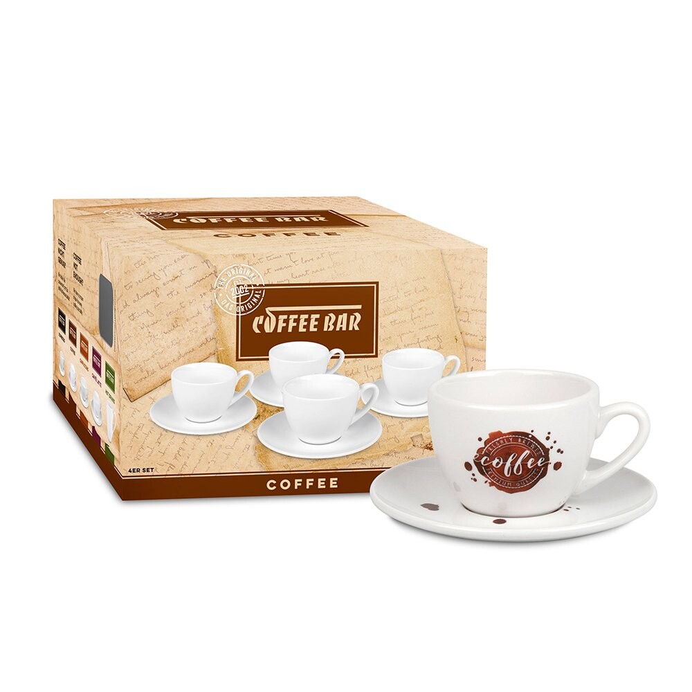 Кофейный набор фарфоровый из 8 предметов белый &quot;Брызги кофе&quot;